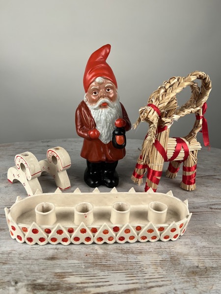 Äldre tomte adventsljusstake + bockar