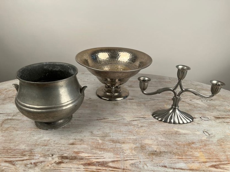 3 delar tenn, nysilver 