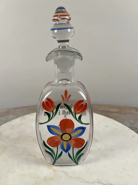 Glasflaska handmålad allmoge
