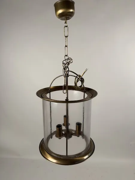 Taklampa glas mässing eller mässingfärgad metall för 3 ljuskällor