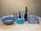 Diverse blått glas + porslin