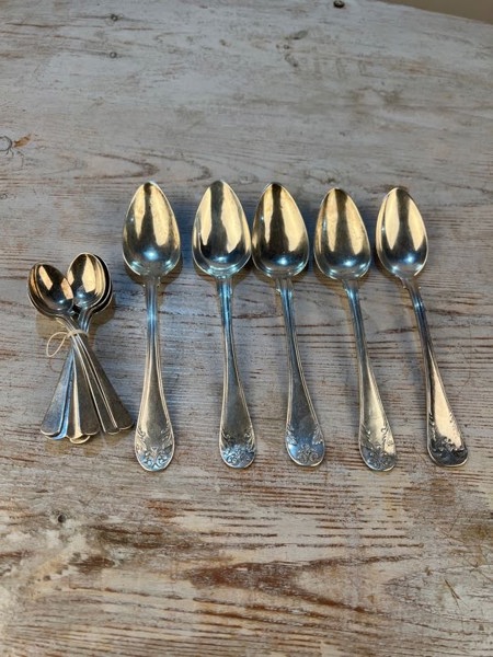 Silver kaffeskedar + 5 skedar nysilver